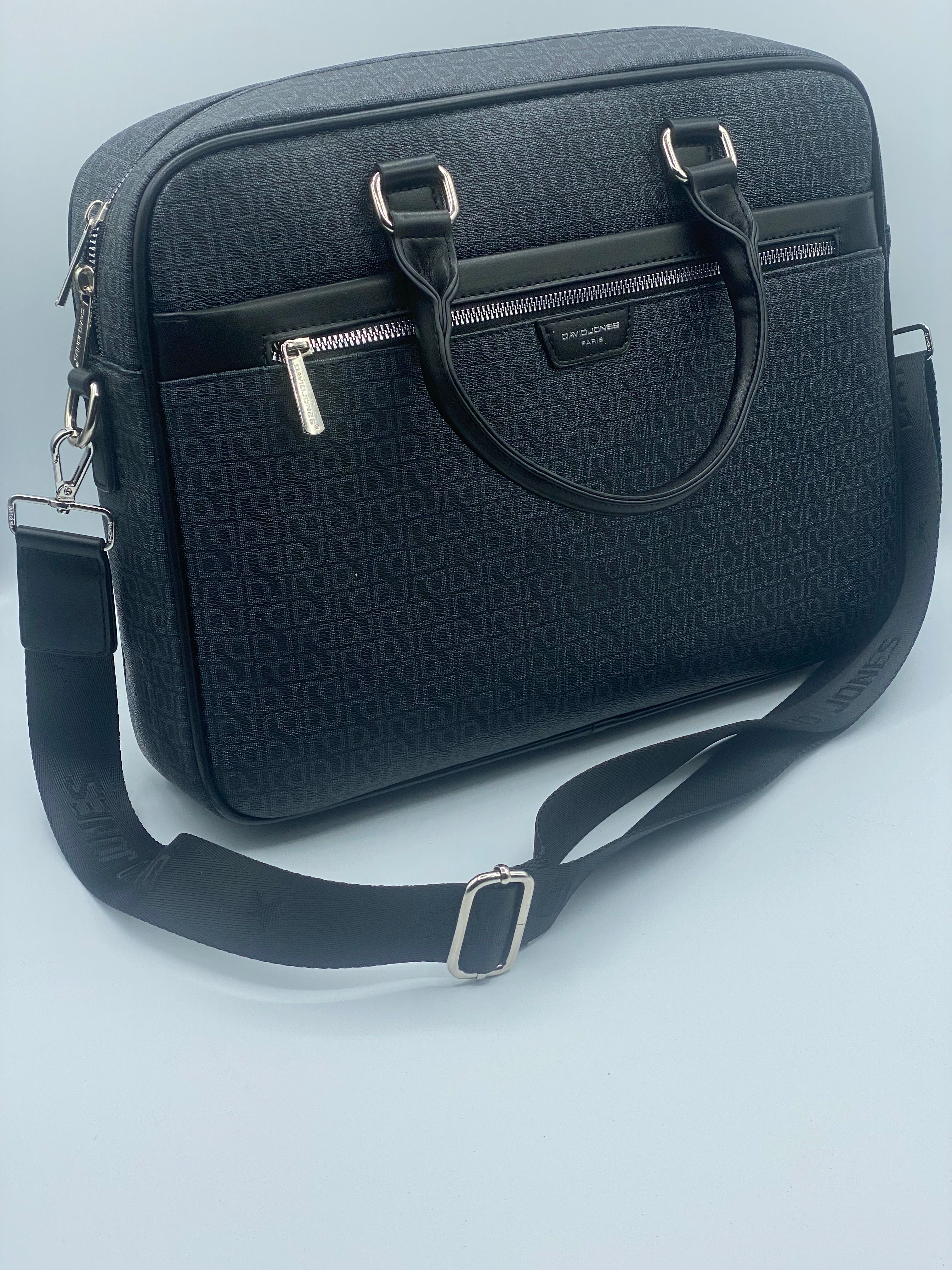 Designer Black & Gray Briefcase/Laptop Bag By David Jones