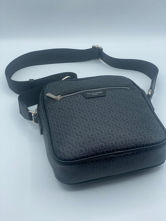 Designer Black & Grey Crossbody Bag By David Jones