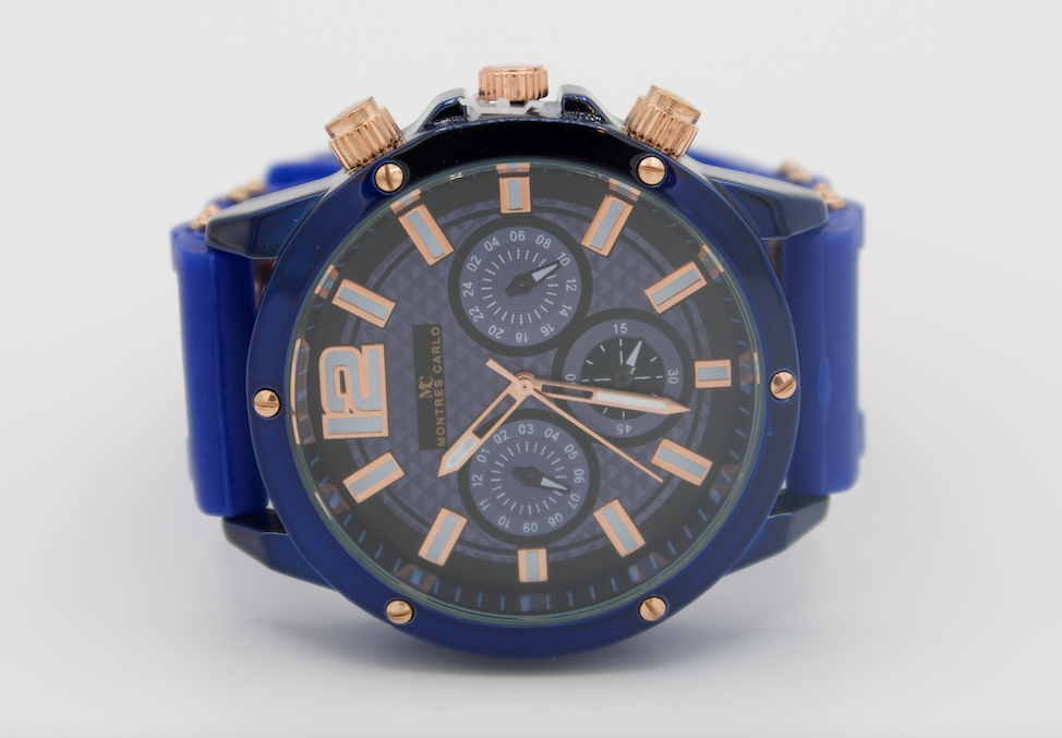 Montres Carlo Blue Bullet Band Watch with Blue Case and Blue Dial