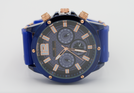 Montres Carlo Blue Bullet Band Watch with Blue Case and Blue Dial
