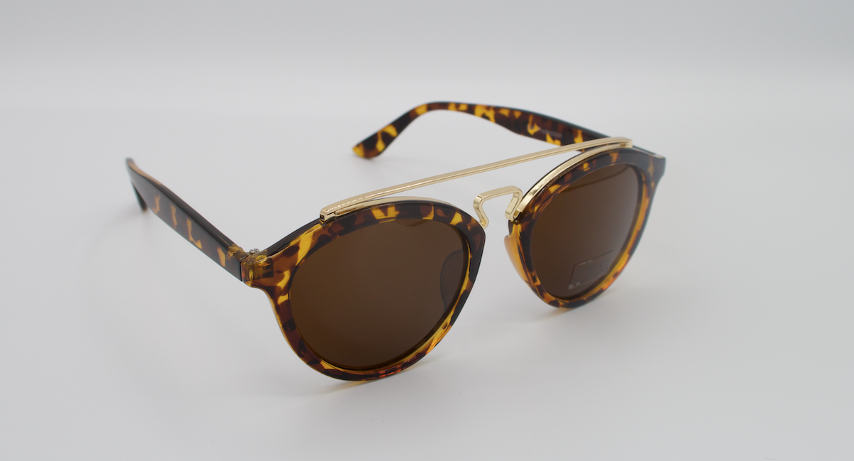 Sunglasses Black Frame with Gold Metal Trim
